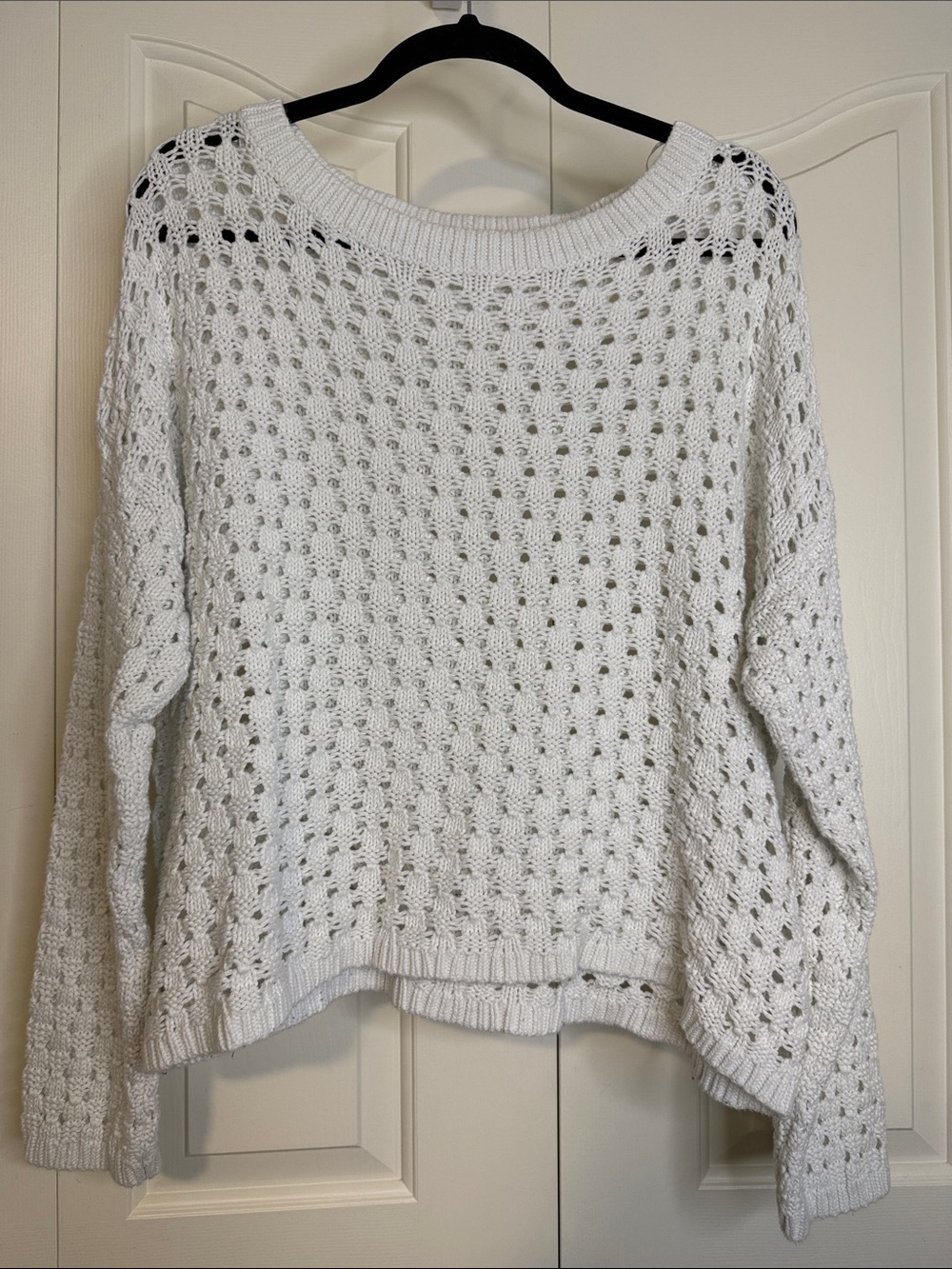 White Open-Knit Women's Sweater